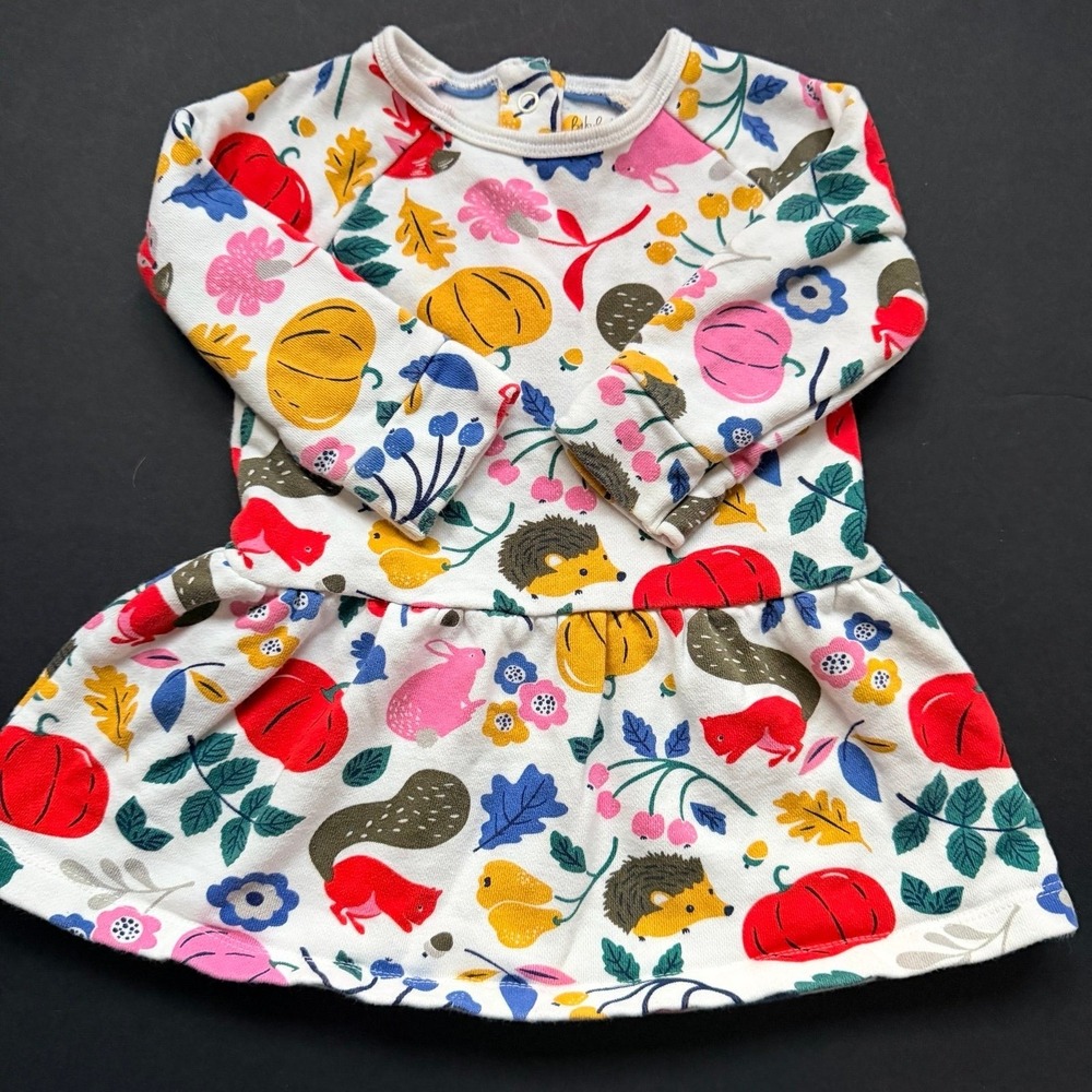 Baby Boden Woodland Animal Pumpkin Long Sleeve Jersey Dress 9-12M 80cm